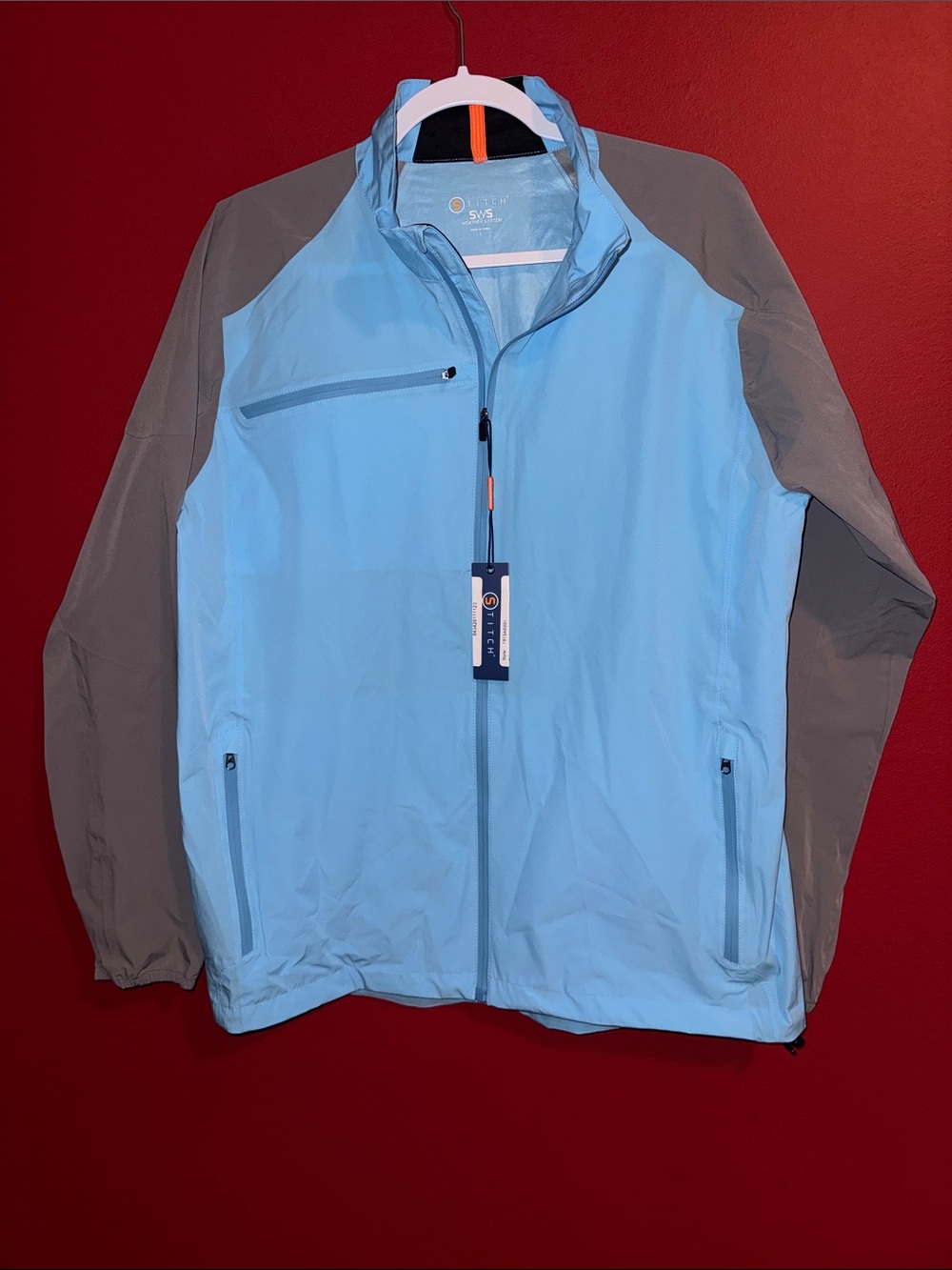 NWT Men’s Lightweight Packable Rain Jacket/ Windbreaker by Stitch-Golf, Boating
